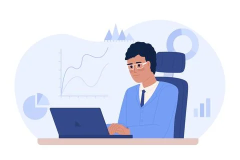 Data scientist job flat concept vector spot illustration Stock Illustration