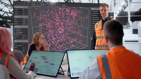 Data Scientist Leads Big Team Analyzing Mining Automation Stock Footage 332902411