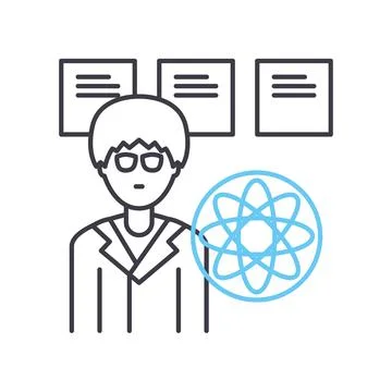 Data scientist line icon, outline symbol, vector illustration, concept sign イラスト素材