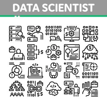 Data Scientist Worker Collection Icons Set Vector イラスト素材