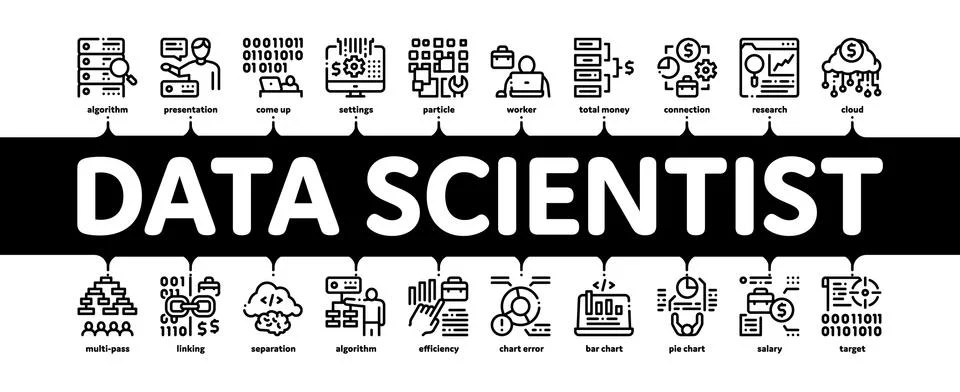 Data Scientist Worker Minimal Infographic Banner Vector イラスト素材