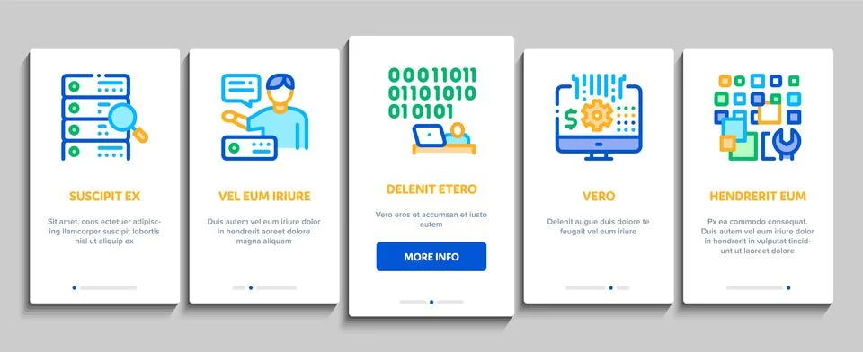 Data Scientist Worker Onboarding Elements Icons Set Vector Illustrazione stock