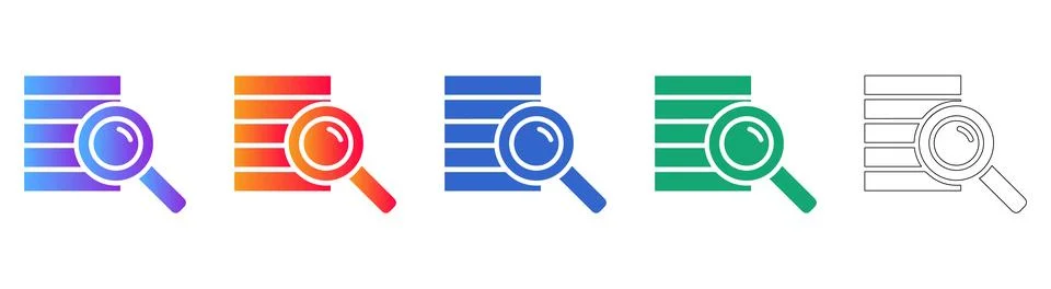 Data Search Analysis Icon Set Stock Illustration