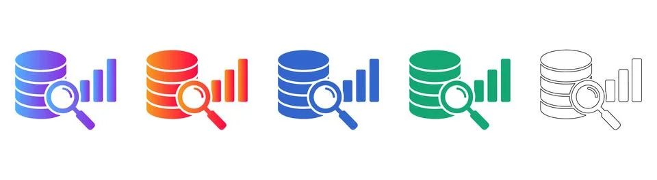 Data Search and Analytics Icon Collection Stock Illustration