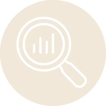 Data search and analytics magnifying glass icon Иллюстрация