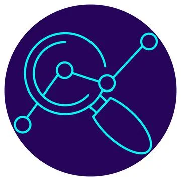 Data search icon. Vector icon with thin lines on a dark blue circular backgro Illustrazione stock