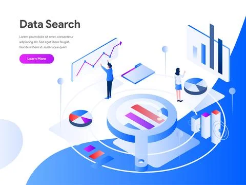 Data Search Isometric Stock Illustration