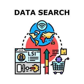 Data search optimizing global online marketing and e commerce Stock Illustration