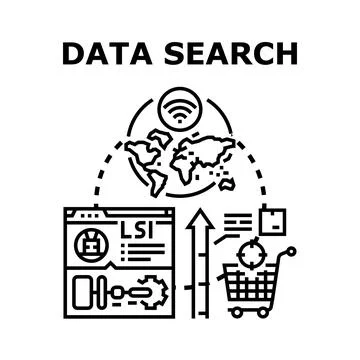 Data search optimizing global online marketing and e commerce Stock Illustration