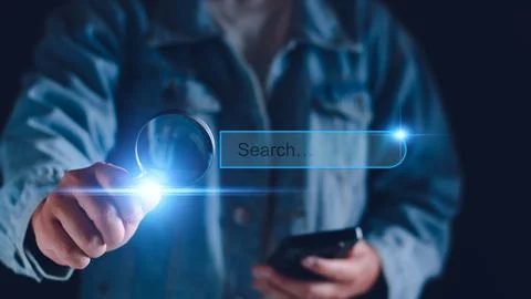 Data Search Technology Search Engine Optimization. Business people are search Stock Photos