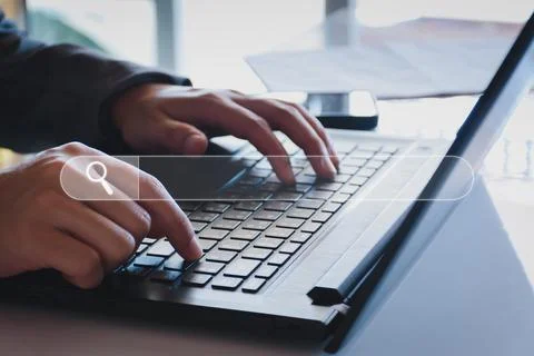 Data Search Technology Search Engine Optimization. Business people are sear.. Stock Photos