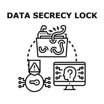 Data secrecy lock concept protecting personal information Illustrazione stock