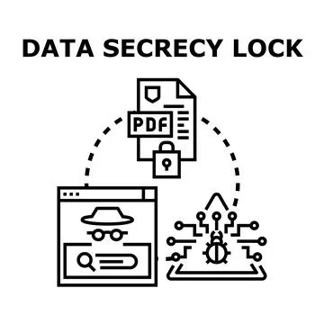 Data secrecy lock protecting digital information from cyber threats Illustrazione stock