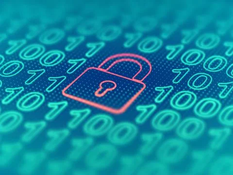 Data secure concept: padlock on binary code background. EPS 10 vector Stock Illustration