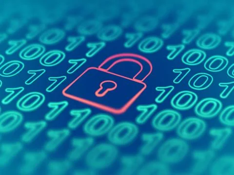 Data secure concept: padlock on binary code background. EPS 10 vector Stock Illustration