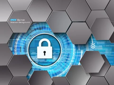 Data security abstract background with hexagons Stock Illustration