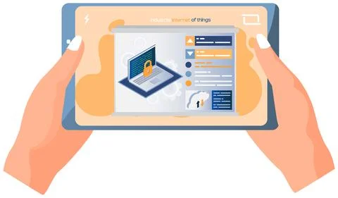 Data security access. Shield on computer Desktop or laptop protect sensitive Stock Illustration