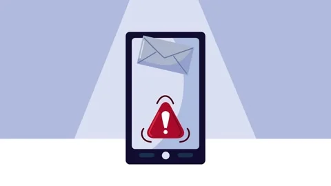 Data security alert and phishing notification animation on smartphone scree.. Stock Footage 333722296