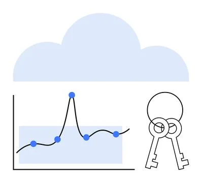 Data Security and Analytics in Cloud Computing with Graph and Keys Stock Illustration