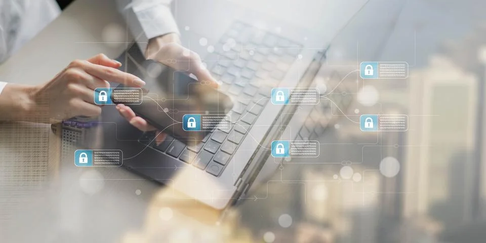 Data Security and Blockchain Technology for Encrypted Connections. Stock Photos