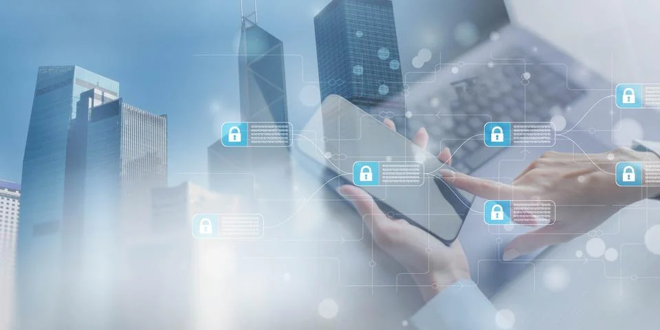 Data Security and Blockchain Technology for Encrypted Connections. Stock Photos