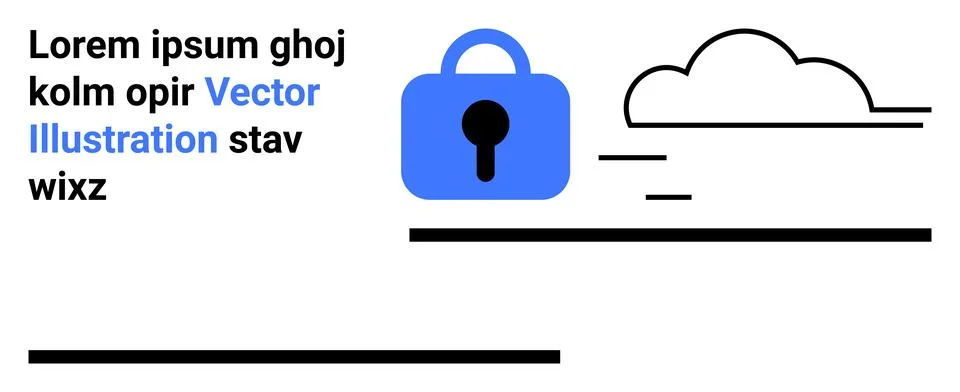 Data Security and Cloud Computing Concept with Blue Lock 스톡 일러스트
