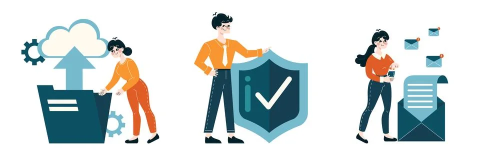 Data Security and Communication set Stock Illustration