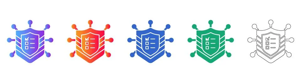 Data Security and Compliance Shield Icon Set Stockillustratie