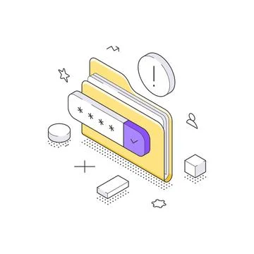 Data Security And Confidential File Protection With Password Access Isometr.. イラスト素材