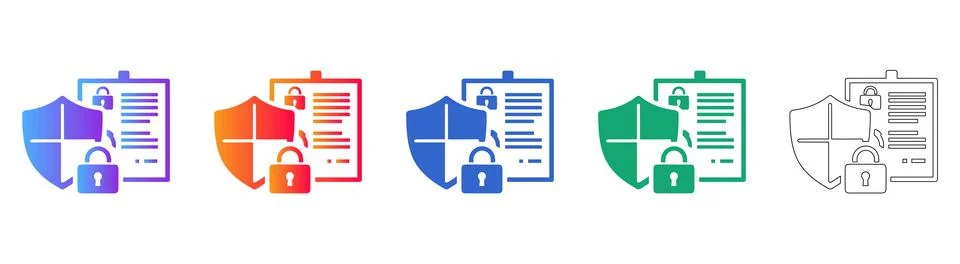 Data Security and Document Protection Icons Illustrazione stock