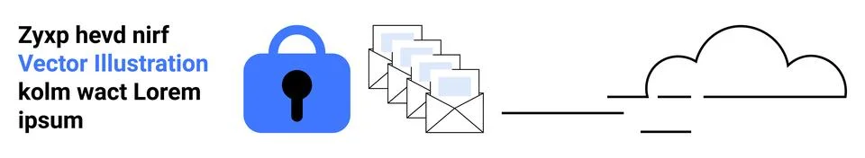 Data Security and Email Protection with Cloud Storage Connection Concept Stock Illustration