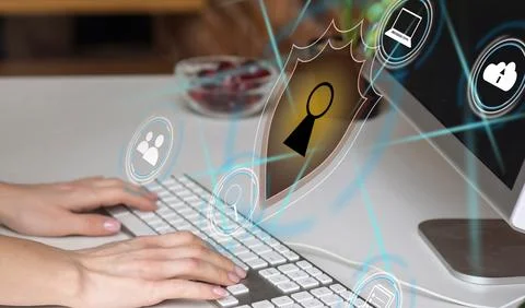 Data security and encryption, secure access to user personal data, secure Foto stock