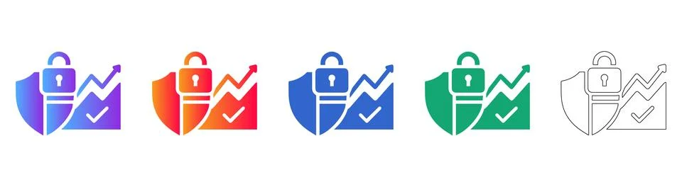 Data Security and Financial Growth Icons Stock Illustration