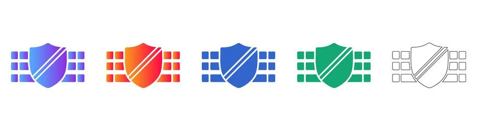 Data Security and Firewall Protection Icons イラスト素材