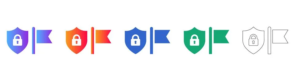 Data Security and Flagged Protection Graphic イラスト素材