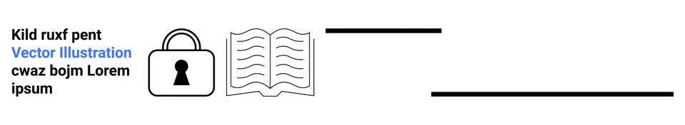 Data Security and Knowledge Sharing Concept with Lock and Open Book Icon Stockillustratie