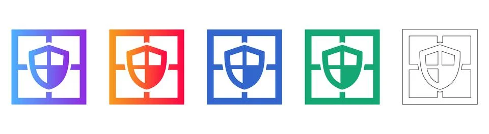 Data Security and Network Protection Shield Icons Stock Illustration