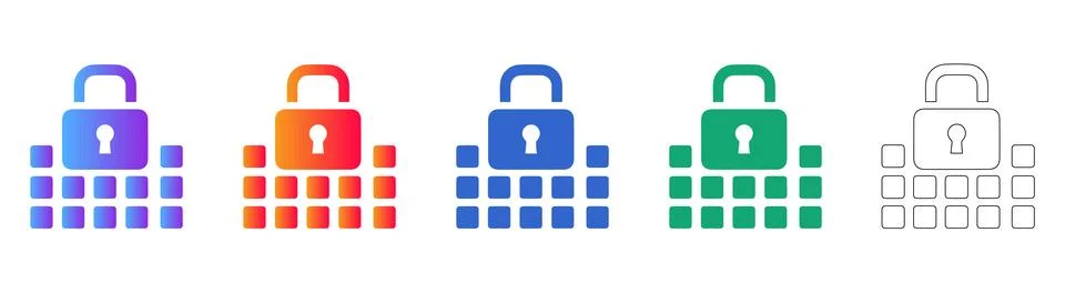 Data Security and Password Protection Icons イラスト素材