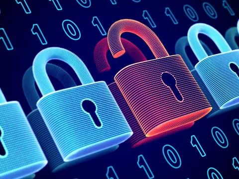 Data security and privacy concept. Visualization of personal or business Stock Illustration
