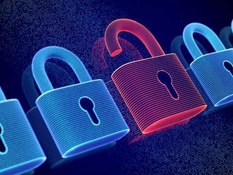 Data security and privacy concept. Visualization of personal or business Stock Illustration