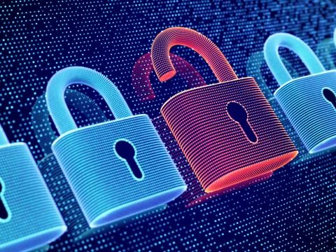 Data security and privacy concept. Visualization of personal or business Stock Illustration