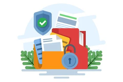 Data security and privacy concept. File protection. Stockillustratie