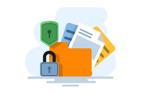 Data security and privacy concept. File protection. Stockillustratie