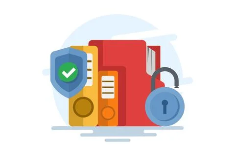 Data security and privacy concept. File protection. Stockillustratie
