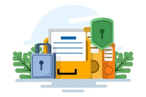 Data security and privacy concept. File protection. Stock Illustration