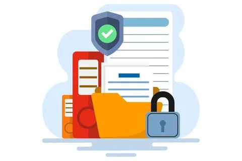 Data security and privacy concept. File protection. Stockillustratie