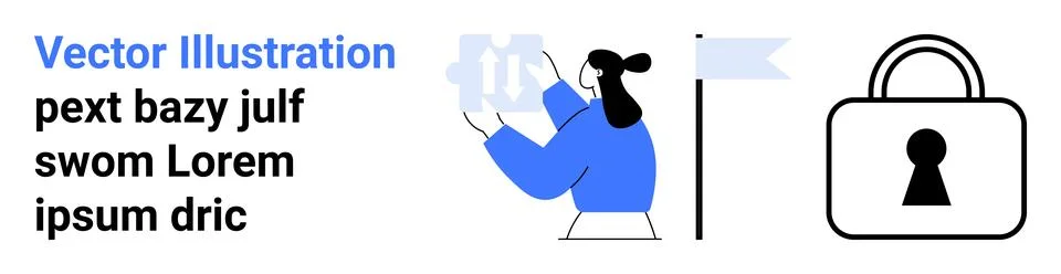 Data Security and Privacy Concept with Person Holding Key Symbol and Lock Ico イラスト素材