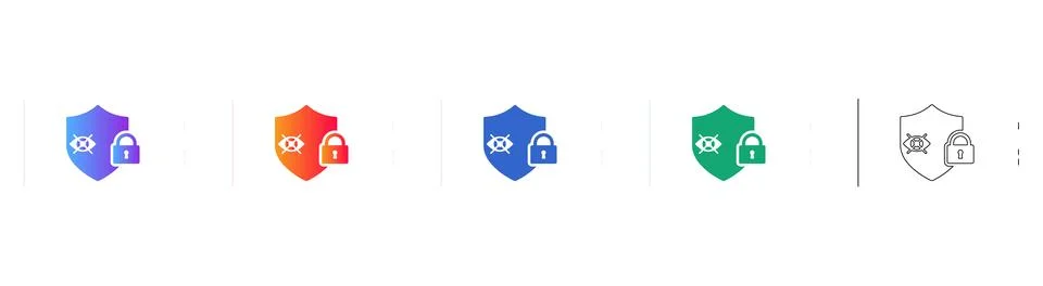 Data Security and Privacy Protection Shield Icons Stock Illustration