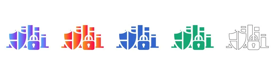 Data Security and Privacy Protection Icons Stock Illustration