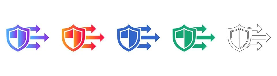 Data Security and Protection Flow Icon Set Illustrazione stock